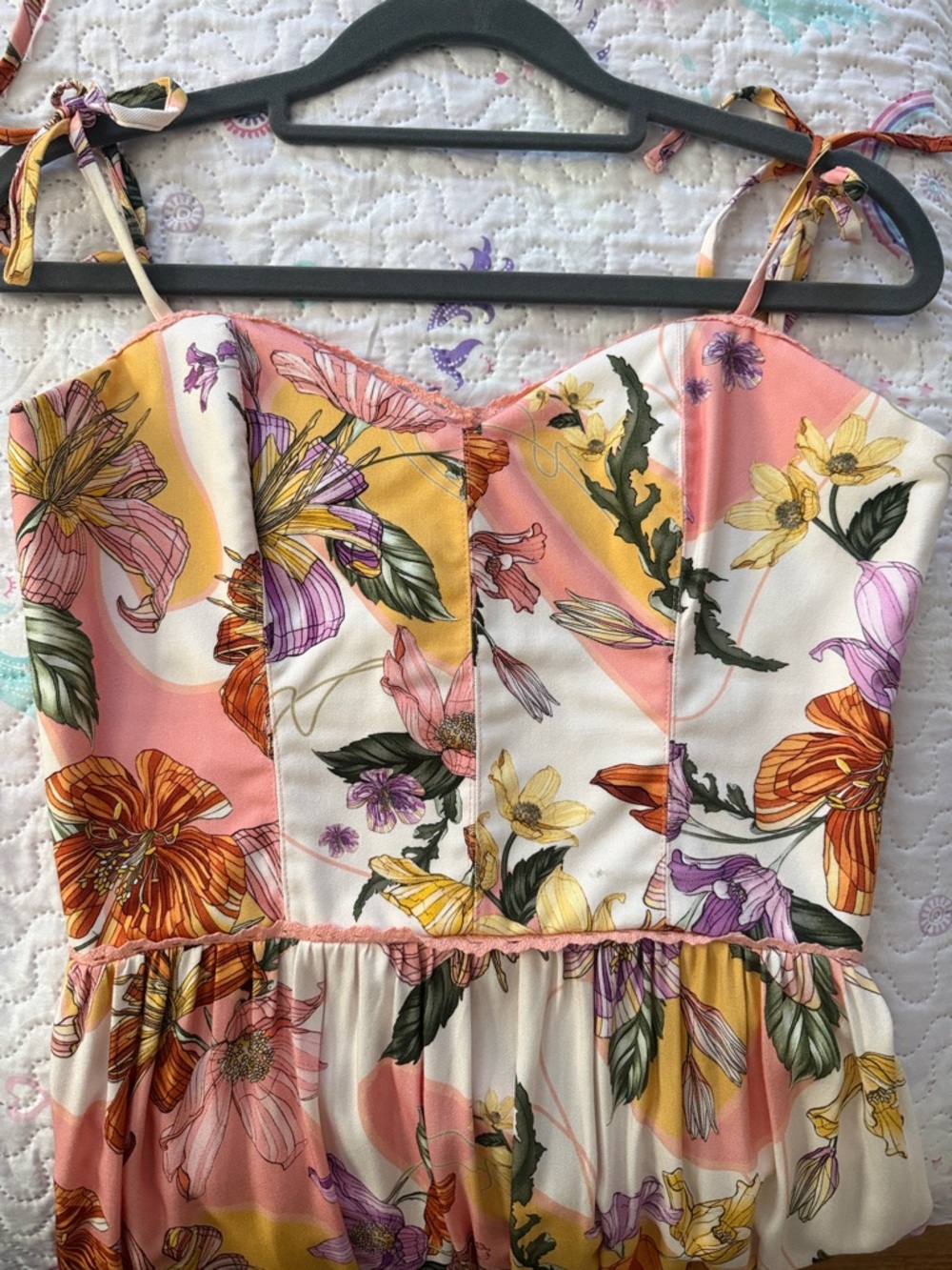 Agua Bendita Pink and Cream Floral Tiered Maxi Dress - Picture 4 of 4